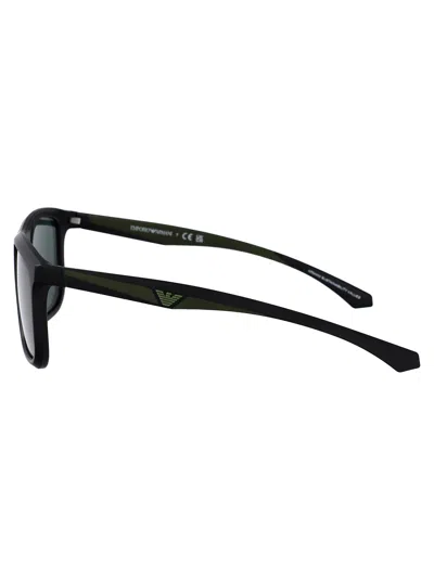 Emporio Armani Matte Black Injectate Sunglasses In Black