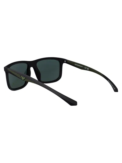 Emporio Armani Matte Black Injectate Sunglasses In Black