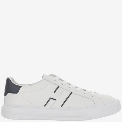Hogan White Leather Sneakers With Logo Design And Rubber Sole