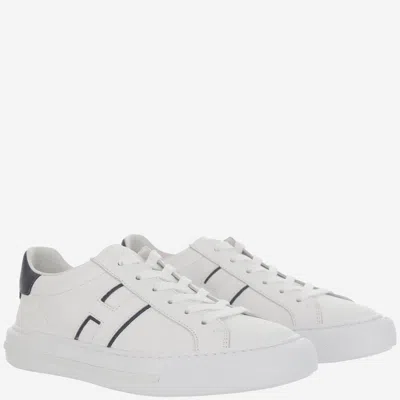Hogan White Leather Sneakers With Logo Design And Rubber Sole