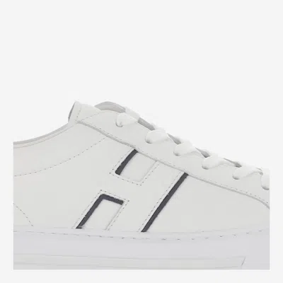 Hogan White Leather Sneakers With Logo Design And Rubber Sole