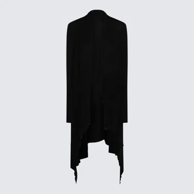 Rick Owens Asymmetric Drape Coat In Black