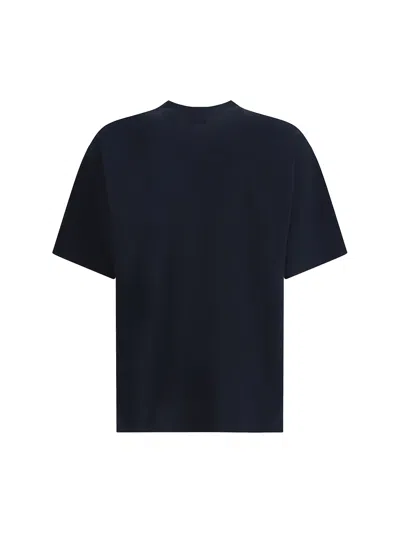 Balenciaga High-collar Black T-shirt With Logo Print In Blue