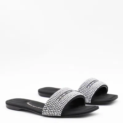 Alexander Wang Black And Silver Leather Sandals
