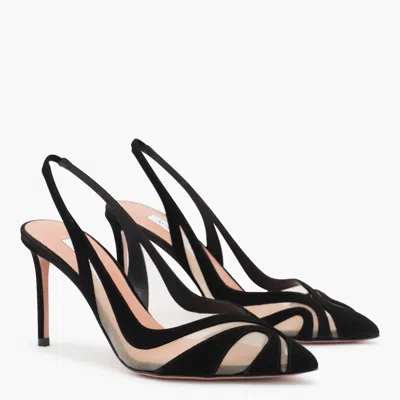 Aquazzura Mesh Panel Pointed Toe Stiletto Heel Pumps