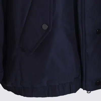 Brunello Cucinelli Puffer Jackets With Hood And Pockets In Blue