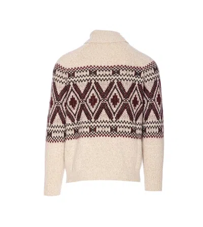Brunello Cucinelli Geometric Jacquard Turtle Neck Pullover In Neutral