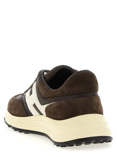 Hogan Coffee Brown Leather Sneakers With Memory Foam Insole