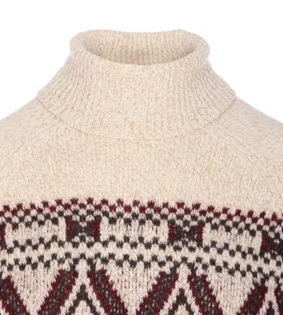 Brunello Cucinelli Geometric Jacquard Turtle Neck Pullover In Neutral
