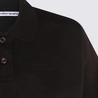Alexander Wang Cropped Polo Collar Top In Black