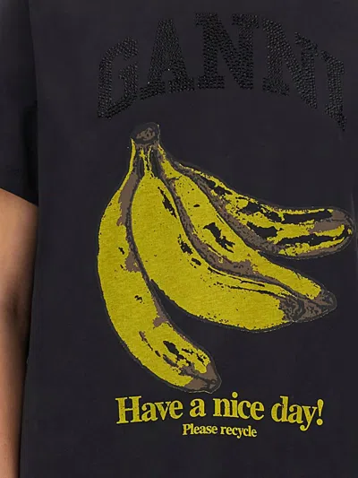 Ganni Crew-neck Cotton T-shirt With Banana Print