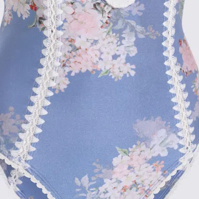 Zimmermann Cascadian Crochet Keyhole Cutout Swimsuit In Blue