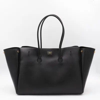 Balenciaga Black Leather Carry All Bel Air Backpack In Black