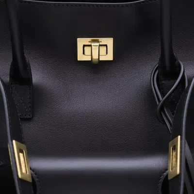 Balenciaga Black Leather Carry All Bel Air Backpack In Black