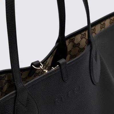 Gucci Black Leather Reversible Shopping Bag