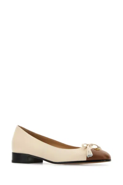 Valentino Ivory Leather Vlogo Signature Ballerinas