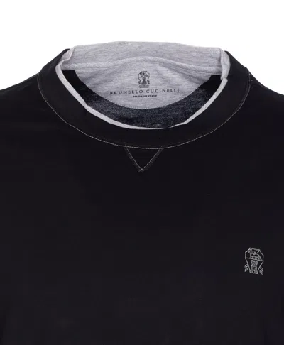 Brunello Cucinelli Slim Fit Crew-neck T-shirt In Lightweight Cotton Jersey In Black