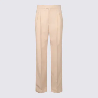 Valentino Tailored Trousers With Belt Loops And Cuffed Hem In Neutral