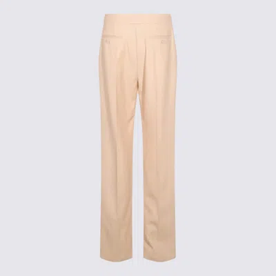 Valentino Tailored Trousers With Belt Loops And Cuffed Hem In Neutral