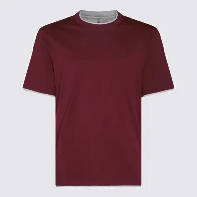 Brunello Cucinelli Crew Neck Plain Design Short Sleeves In Red