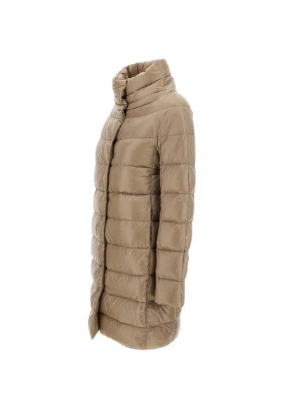 Herno High-neck Down Coat In Brown