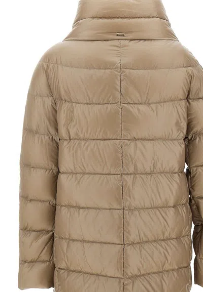 Herno High-neck Down Coat In Brown