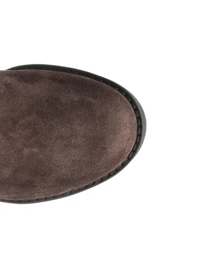 Tod's Brown Suede Ankle Boots With High Block Heel And Lace-up Front