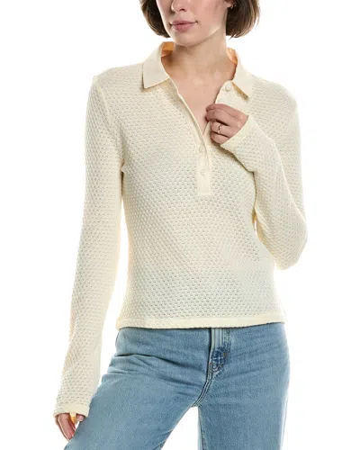 Rag & Bone Carine Crochet Polo Shirt In White