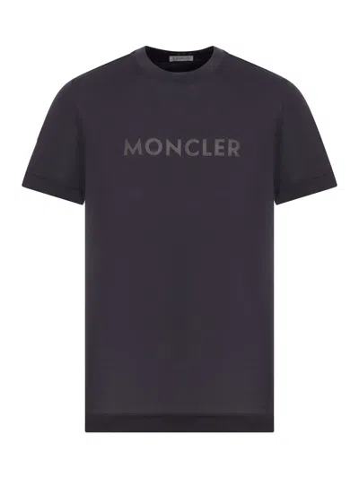 Moncler Logo Crewneck T-shirt In Blue