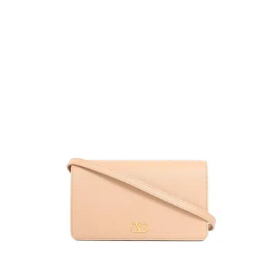 Valentino Womens Rose Sand Vlogo Signature Leather Mini Shoulder Bag