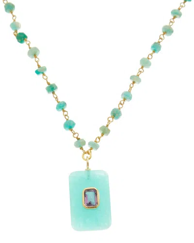 Rachel Reinhardt Vermeil Amazonite & Amethyst Pendant Necklace In Blue