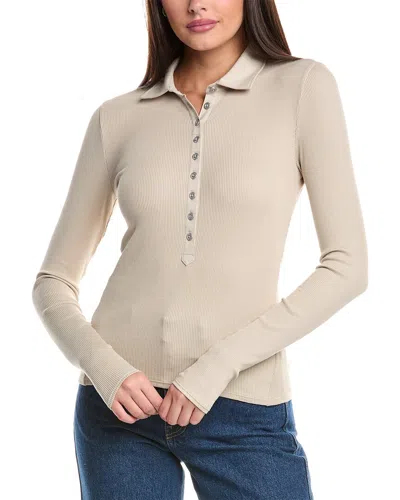 Rag & Bone The Essential Rib Button Polo Shirt In Gray