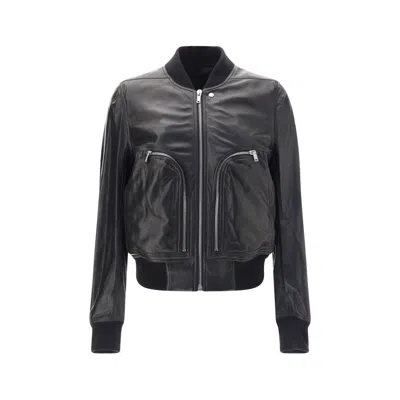 Rick Owens Bauhaus Flight Leather Jacket In Black
