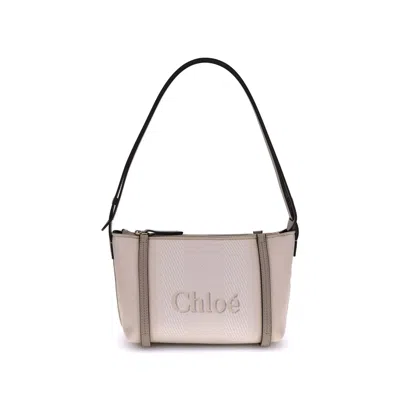 Chloé Structured Canvas Shoulder Bag With Leather Accents