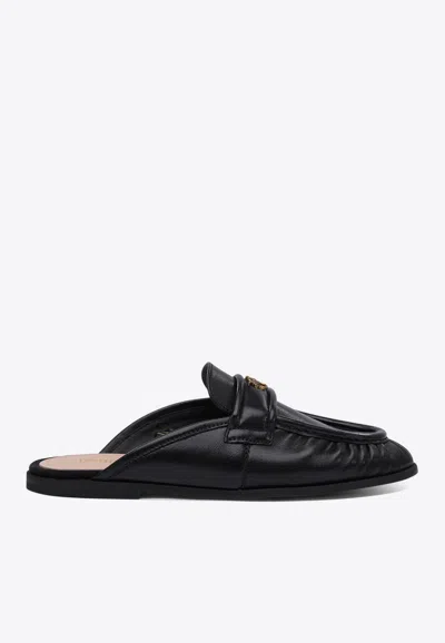 Pinko Naty Nappa Leather Flat Mules In Black