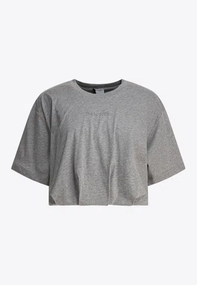 Pinko Logo Embroidered Cropped T-shirt