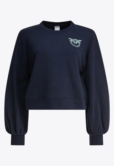 Pinko Embellished Love Birds Cropped Sweatshirt