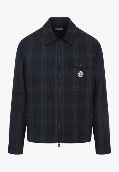 Moncler Plaid Long Sleeve Shirt In Black