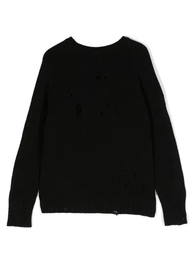 N°21 N21 Kids Logo Patch Distressed Jumper In Black