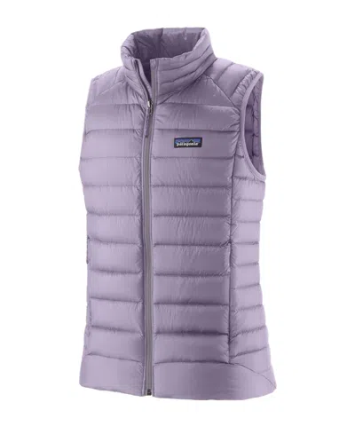 Patagonia High Collar Sleeveless Cotton Coat In Purple