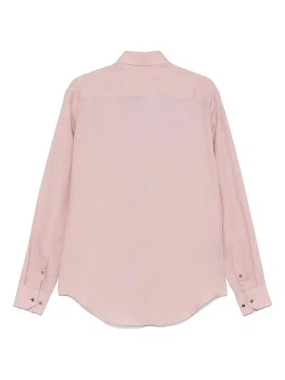 Giorgio Armani Regular Fit Linen Shirt With Long Sleeves In Pink