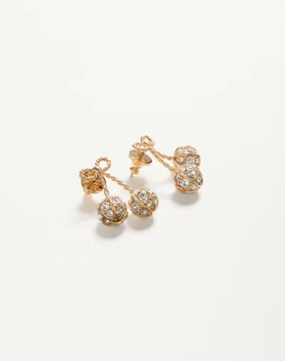 Valentino Cherryfic Metal And Swarovski Crystal Earrings In Metallic