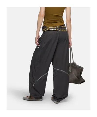 Attico Womens Dark Grey Zip-fastening Balloon-leg Cotton-blend Trousers In Blue