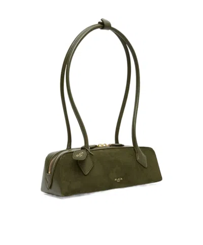 Alaïa Le Teckel Small Leather-trimmed Suede Shoulder Bag