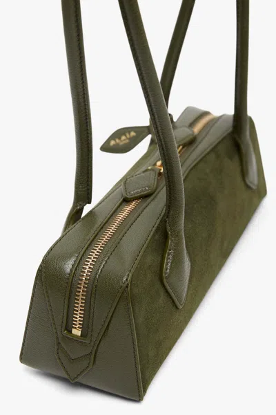 Alaïa Le Teckel Small Leather-trimmed Suede Shoulder Bag