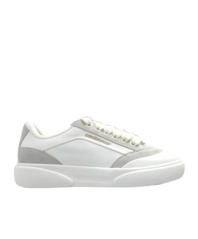 Casablanca White Leather Sneakers With Suede Insert On The Heel In White