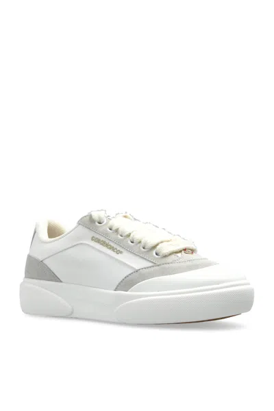 Casablanca White Leather Sneakers With Suede Insert On The Heel In White