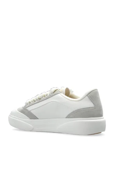 Casablanca White Leather Sneakers With Suede Insert On The Heel In White