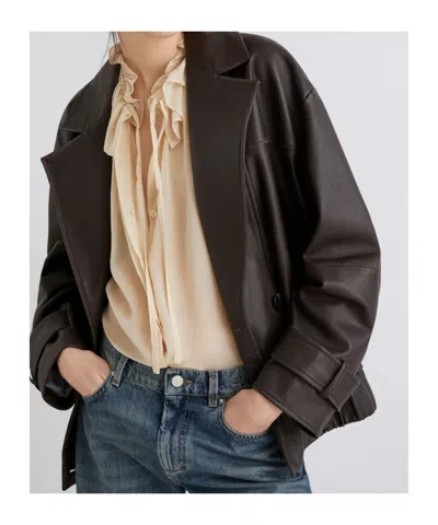Marella Leather Pea Coat