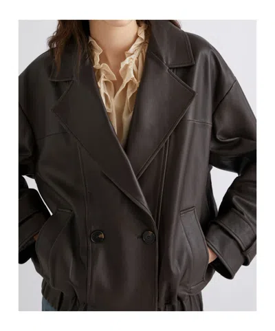 Marella Leather Pea Coat